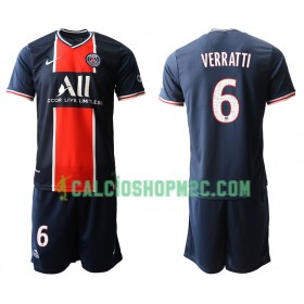 Paris Saint Germain Marco Verratti 6 Bambino Maglia Prima 2020/2021 Manica Corta (+ Pantaloncini)